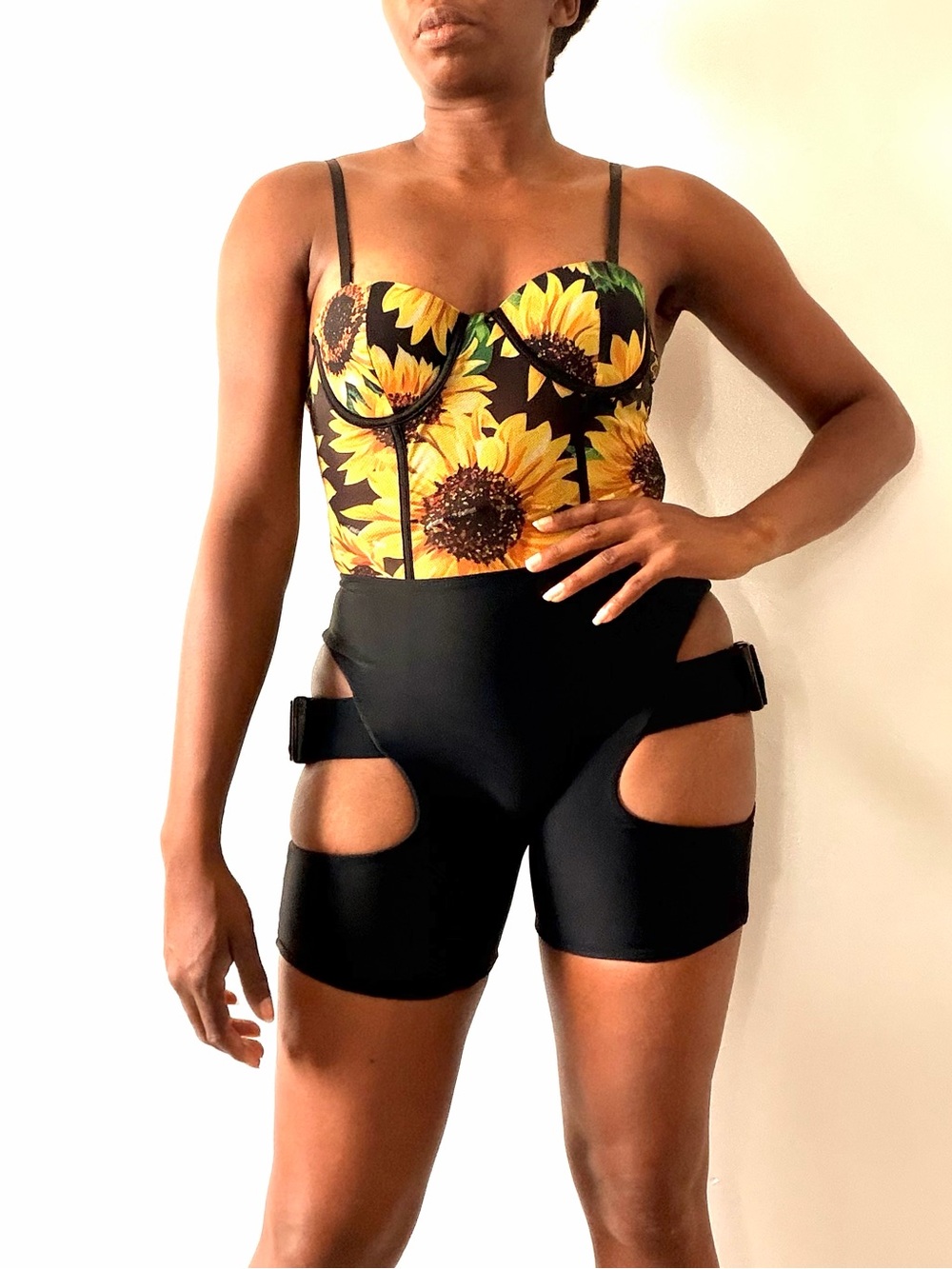 Dolls Kill Black Buckle Stretchy Cutout Shorts